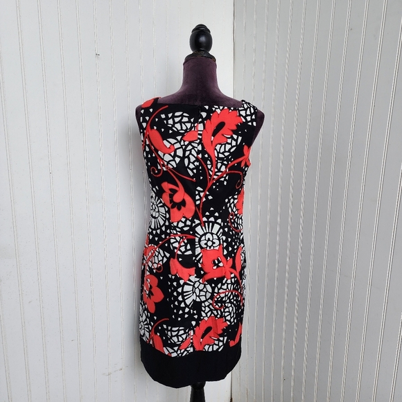 ALYX Limited Sleeveless Geometric Floral Black White & Red Shift Dress Size 6 - Picture 6 of 14